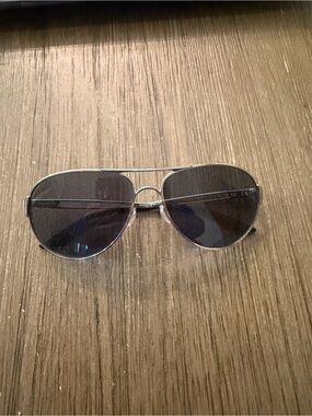 Oakley Silver Frame Black Lens Aviator Sunglasses